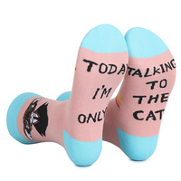 Yeewear — chaussettes longues pour femmes et filles, nouveauté, chaussettes décontractées et mignonnes, motif de dessin animé chat chien, pour amoureux d'animaux