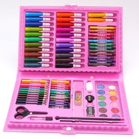Ensemble de dessin de marque CZ de 86 pièces avec crayons, feutres aquarelles, ciseaux - Emballage en boîte PVC pour les fournitures d'apprentissage artistique pour les élèves du primaire