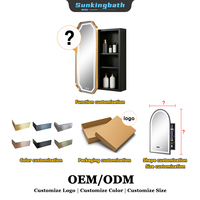 Mueble de Baño Moderno Europeo Personalizable, Montado en la Pared, con Espejo y Gabinete para Medicamentos con Iluminación LED, para Uso en Villas
