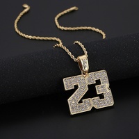 Collier avec pendentif numéro Hip Hop Twist Chain avec alliage et diamant numéro 23