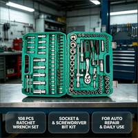 Bestseller - Trousse à outils complète de réparation automobile 108 pièces Takim Red Box avec douilles à chocs et cliquet, mallette rigide OEM pour garages et ateliers