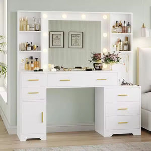 <span class=keywords><strong>Commode</strong></span> de chambre à coucher en teck laqué blanc haut de gamme avec miroir sur pied éclairé par LED, <span class=keywords><strong>style</strong></span> moderne et luxueux, écologique, pour hôtel et salon - Product Image 2