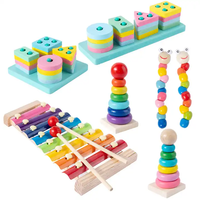 Montessori Classic 6-in-1 houten babyroltrommel speelgoed - verbetert hand-oogcoördinatie en perceptie, vroeg onderwijs voor baby's en kinderen