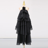 Robe longue sexy pour femme, dos nu, sans bretelles, sans manches, style minimaliste, patchwork floral, style doux pour les occasions de jour