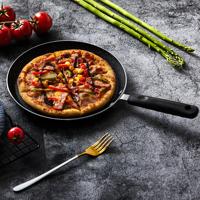 Poêle à pizza rose antiadhésive en aluminium avec poignée en bakélite douce au toucher, compatible induction, résistante au four, poêle à frire moderne pour cuisinière à gaz