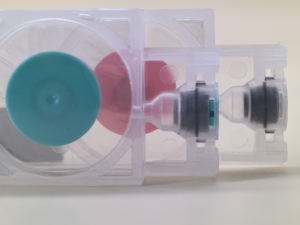 Amortiguador de cabezal de impresión Anti Leak i3200, de inserción directa, transparente, rojo, para cabezales de impresión Eco Solvent y UV - Product Image 1