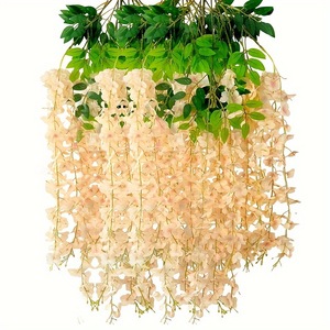 Branches de fleurs artificielles en soie glycine violette faites à la main, 110 cm, décoration suspendue pour la maison, le jardin et Thanksgiving - Product Image 3