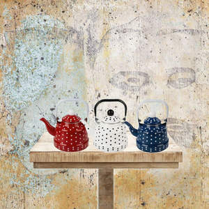 Modern Retro Floral Enamel Whistling <strong>Kettle</strong> 2.5L with Induction Bottom Works <strong>on</strong> Gas Electric <strong>Hobs</strong> - Product Image 2