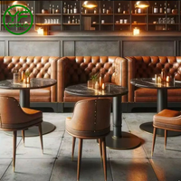 Meubles de restaurant de luxe sur mesure, modernes, en cuir et bois, courbés, ronds, circulaires, pour mobilier de bar, sièges en forme de U.