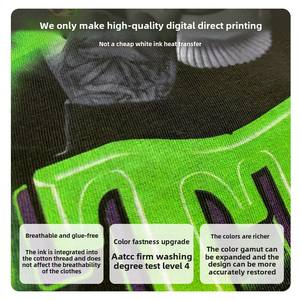 Camiseta de Moda Urbana con Estampado de Letras, Manga Corta, Estilo Informal para Hombre, Tejida, 100% Algodón, Estilo Hip-hop - Product Image 5