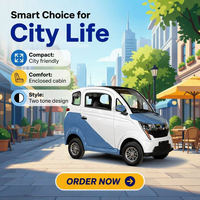 Hot Sell 4 Wheel Ev Voitures électriques moins chères sans permis Mini EV Voiture fermée