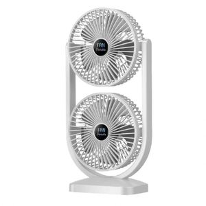 Ventilateur de table électrique rechargeable USB double tête haute qualité 2026 avec 3 vitesses de vent 360° °   Ventilateur de circulation d'air rotatif pour bureau - Product Image 1