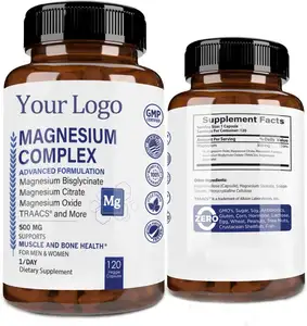 Kapsul organik Herbal kompleks maks penyerapan Magnesium sitrat oksida kapsul Taurat untuk tidur dan otot Vegan kapsul