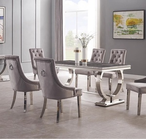 Mesa de comedor de acero inoxidable moderna de lujo, mesa de comedor de acero inoxidable de alta calidad para espacios de comedor de lujo modernos - Product Image 3