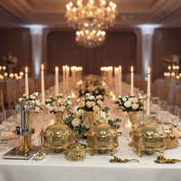 Gastronomie-Buffet Chafing Dish aus Edelstahl, Hotel-Speisewärmer, Catering-Bedarf, Goldfarben, Hängend, 4,5L, Luxus Rechaud