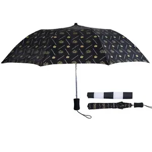 23 inch High Quality Promotion Black Polyester Fabric Custom Business 2 Folding Fold Automatic open Umbrella for outdoor