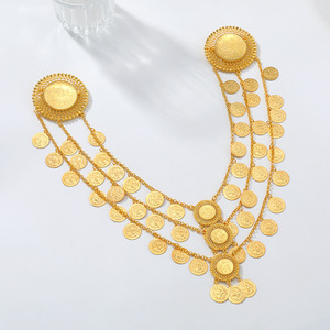 Collar de Cadena con Múltiples Capas y Borlas de Monedas, Estilo Hip Hop, Joyería de Moda Kaimei <span class=keywords><strong>2026</strong></span>, Collar Retro con Doble Broche, Cadena Corporal de Aleación Dorada - Product Image 3