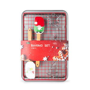 7 Pièces Gadget De Cuisine Ensembles De Cuisson Feuille À Biscuits Antiadhésive Avec Grille De Refroidissement En <span class=keywords><strong>Acier</strong></span> Inoxydable <span class=keywords><strong>Emporte</strong></span>-pièce Spatule En Silicone - Product Image 1