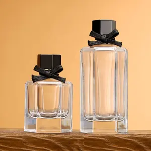 Luxury Design High Quality Stripe Seal Fragrance Empty Clear Glass Perfume Bottle