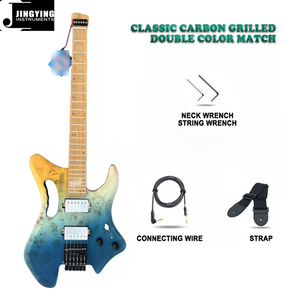 Guitares électriques sans tête Jingying 2025 <span class=keywords><strong>haut</strong></span> <span class=keywords><strong>de</strong></span> <span class=keywords><strong>gamme</strong></span> en carbone coloré avec micros en aluminium nickel-cobalt, instruments à cordes - Product Image 6