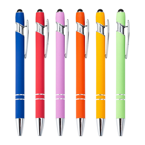 Soft Touch Silicon Surface Promotional Metal Ballpoint Pen Stylus Pens With Custom Logo - Product Image 1