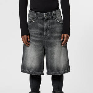 Personalizzato da uomo in pietra Jorts con tessuto in Denim pesante dritto a taglio largo e leggermente con cuciture angoscianti pantaloni <span class=keywords><strong>corti</strong></span> in Denim grigio pietra uomo - Product Image 2