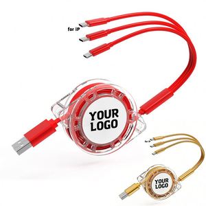 Câble de charge USB rétractable télescopique 3 en 1 3A personnalisé avec logo, cadeau promotionnel, vente en gros - Product Image 1