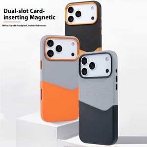 Funda de teléfono con tarjetero de dos colores de cuero de lujo, magnética, a prueba de golpes, duradera, anticaída para <span class=keywords><strong>iPhone</strong></span> 17pro, nuevas fundas para teléfonos móviles - Product Image 3