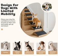 Vente en gros de rampes pour chiens en bois d'intérieur en lot de 3 pour escaliers avec surface en tapis Rampes pour animaux de compagnie à angle bas