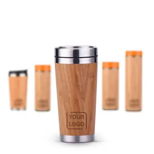 Taza de viaje de café ecológica con carcasa de bambú, taza de café de fibra de bambú de marca personalizada, taza de café de viaje ecológica - Product Image 1