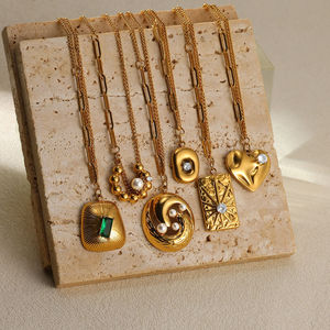 Nuevo Collar de Acero Inoxidable con Colgante Chapado en Oro de 18K, Estilo <span class=keywords><strong>Vintage</strong></span>, Delicado y Moderno, Joyería de Moda para Mujer - Product Image 5