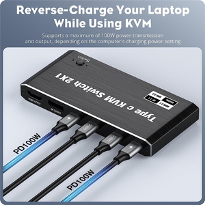 <span class=keywords><strong>8K</strong></span> Thunderbolt 4 USB C KVM Switch 4K 120Hz สวิตช์ USB-C Type-C KVM สำหรับคอมพิวเตอร์2เครื่องแชร์หน้าจอ1เครื่องพร้อมระบบชาร์จเร็ว100W PD - Product Image 3