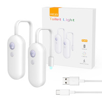 Toilette intelligente mini moderne avec lumière LED nocturne, détecteur de mouvement, rechargeable, étanche, alimentée par batterie, pour salle de bain et usage domestique