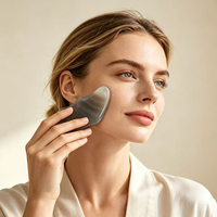 Gua Sha en Agate Grise Naturelle pour Massage Facial et Lifting – Outil de Beauté