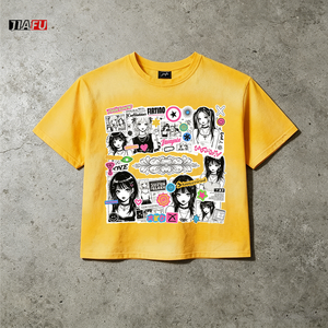 New Design Men's <strong>Tshirts</strong> Washed Sun Faded Boxy Fit Custom Graphic Tee Streetwear Y2k 100%Cotton T-Shirts for Men Hot Supplier - Product Image 1