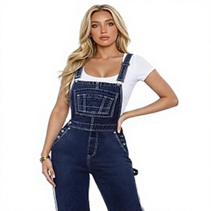 Combinaison en toile à taille haute pour femme, couleur unie, coupe ample, jambe large, décontractée, respirante, pour toutes les saisons - Product Image 1