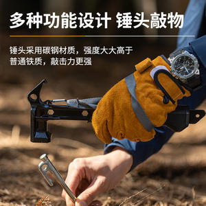 Martillo multifuncional de acero al carbono para exteriores, para clavos de tienda de campaña y fijación de lonas, con correa de transporte - Product Image 4