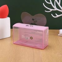 Éponge de maquillage PET transparente personnalisée boîte en plastique de houppette boîte d'emballage pliante pratique avec impression