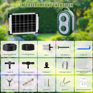 Kit d'irrigation goutte à goutte solaire avec minuterie pour trente plantes en pot, tuyau de 35 mètres, système automatique pour jardin, balcon, extérieur - Product Image 5