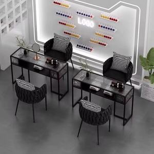 Tables et chaises de manucure Black Beauty pour salon de manucure, mobilier de style américain, table de manucure, bureau à ongles à vendre - Product Image 4