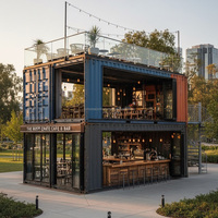 Restaurant conteneur à double étage homologué DOT ISO, 20FT 40FT, logo personnalisé, kiosque de restauration à deux étages avec équipement de cuisine complet