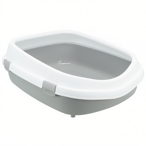 Bac à litière pour chat Primo XXL 56x25x71 cm gris et blanc avec rebord - Product Image 2