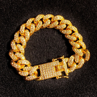 Ensemble de bijoux avec collier et bracelet en chaîne cubaine de 20 mm, style Box Lock Iced Out