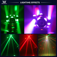 Lumière d'effet de tête mobile à faisceau LED RGBW 16 pièces, 4 têtes rotatives à vent et feu, DMX, laser, stroboscope, pour DJ, discothèque, fête