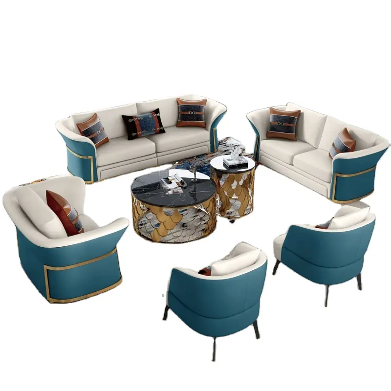 luxury sofa set living room new design living room furniture chic stainless steel nubuck leather luxury sofa