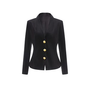 <span class=keywords><strong>Veste</strong></span> <span class=keywords><strong>de</strong></span> costume en <span class=keywords><strong>velours</strong></span> <span class=keywords><strong>de</strong></span> luxe pour femmes avec boutons dorés, coupe ajustée élégante, <span class=keywords><strong>veste</strong></span> formelle pour femmes, nouvelle arrivée 2025 - Product Image 1