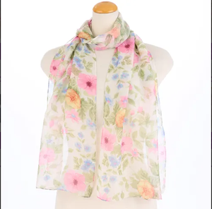 Floral Print Silk Scarf Lightweight Chiffon Neck <b>Wrap</b> Soft Sheer Satin <b>Shawl</b> for Women Summer Beach Cover-Up Scarves - Product Image 1