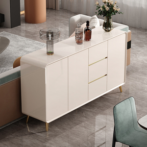 Tủ buffet gỗ lớn kiểu Mỹ cổ điển, sang trọng, phòng khách, màu trắng vàng - Product Image 3