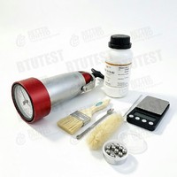 Kit de prueba de humedad rápida ASTM para suelos con método de carburo de calcio, bolas de acero y báscula digital para ensayo de arena y agregados en campo.