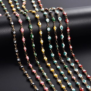 Collier ras du cou en acier inoxydable de 4 mm avec pendentif œil turc rond, plaqué <span class=keywords><strong>or</strong></span>, pour femmes et hommes, bijoux en métal - Product Image 3